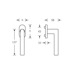 FSB Klamka okienna - &#346;redni br&#261;z - Robert Mallet-Stevens - Model 1076