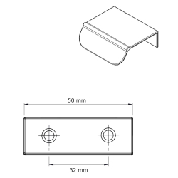 Furnipart Cabinet Handle - Brushed brass - Model Accent - 50 mm