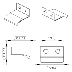 Furnipart cabinet handle - Brushed steel - Model Edge straight 40