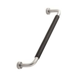 Cabinet Handle - Black leather / Brushed steel - Model LOUNGE LEATHER - cc160 mm