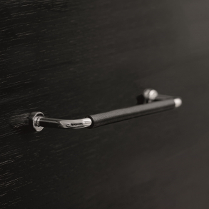 Mbelgreb - Sort lder / Blank poleret - Model LOUNGE LEATHER - cc160 mm