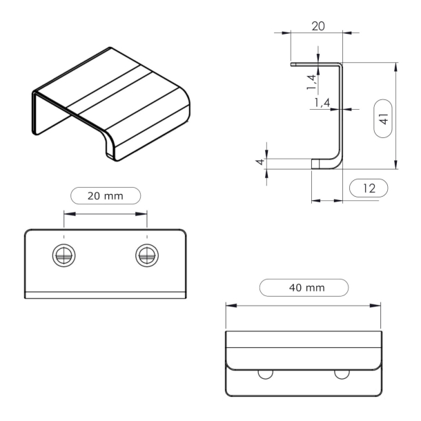 Furnipart cabinet handle - Brushed satin black - Model Artisan