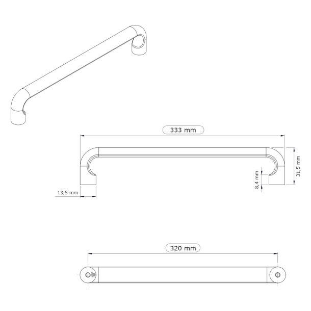 Furnipart Cabinet Handle - Brushed anthracite - Model Carve