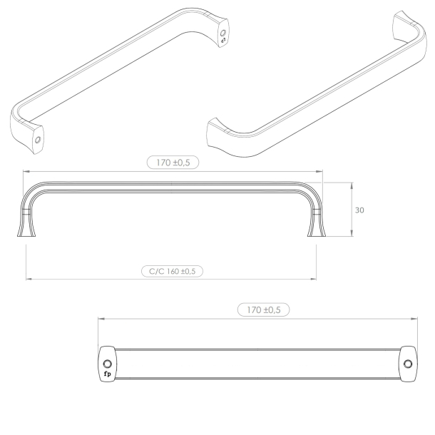 Furnipart cabinet handle - Bright chrome - Model Common