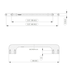 Furnipart cabinet handle - Brushed steel - Model Doppia 168 mm
