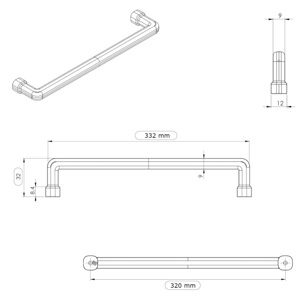 Furnipart Cabinet Handle - Matt black - Model Equester