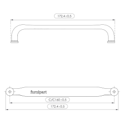 Furnipart Cabinet Handle - Matt black - Model Gate 172 mm