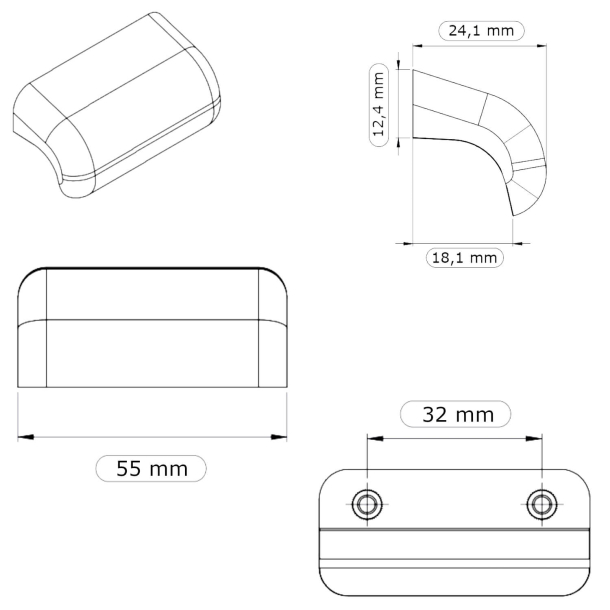 Furnipart Cabinet Handle - Lacquered oak - Model Glove