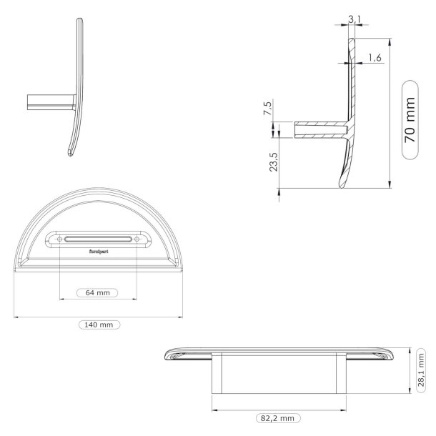 Furnipart Cabinet Handle - Matt black - Model Horizon