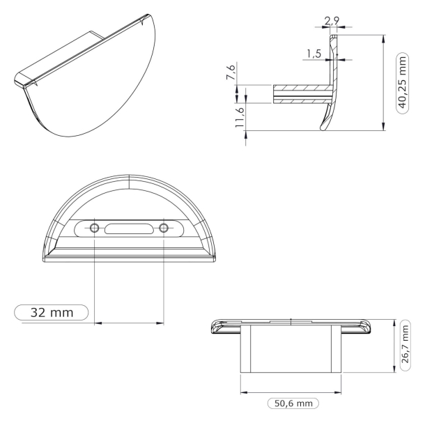 Furnipart Cabinet Handle - Matt black - Model Horizon