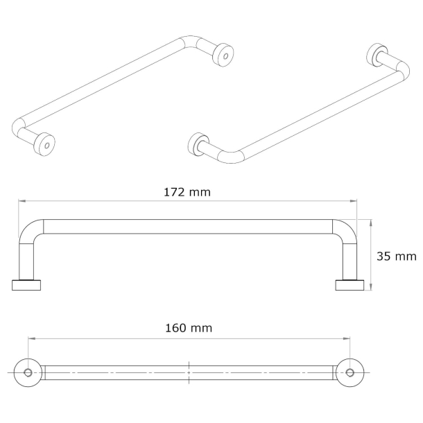 Furnipart cabinet handle - Polished steel - Model Lounge