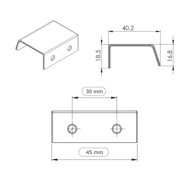M&ouml;belhandtag - Furnipart - Obehandlad polerad m&auml;ssing - Modell Patina 45 mm
