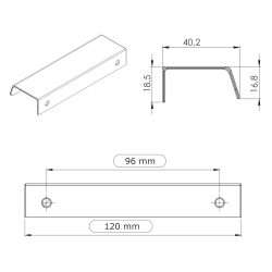 M&ouml;belhandtag - Furnipart - Obehandlad polerad m&auml;ssing - Modell Patina 120 mm