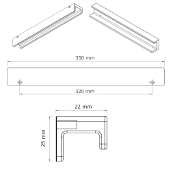 Furnipart cabinet handle - Brushed matt black - Model Station - cc 320 mm