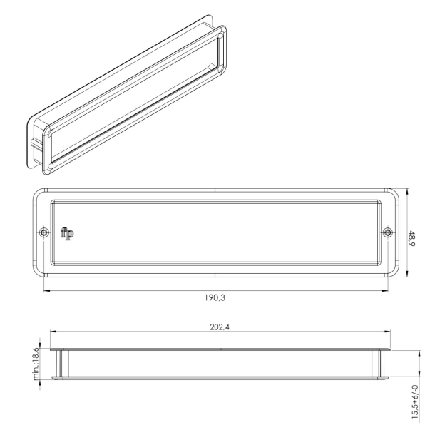 Furnipart Flush pull - Matt black - Model Tub Straight