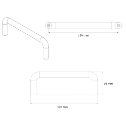 Furnipart cabinet handle - Polished Brass - Model Tubular - cc128 mm