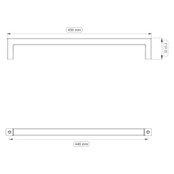 Furnipart Cabinet Handle - Bright chrome - Model Square 10 - 458 mm