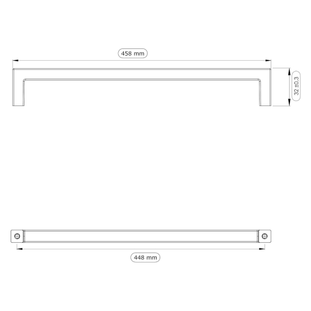 Furnipart Cabinet Handle - Bright chrome - Model Square 10 - 458 mm