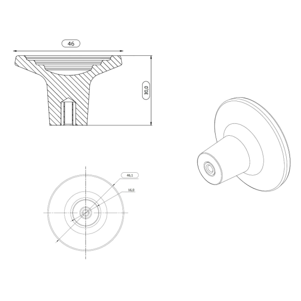 Furnipart Cabinet knob - Black - Model Fleur