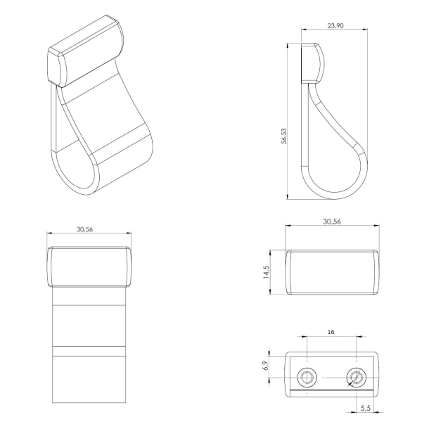 Furnipart Cabinet Knob - Brown leather / Brushed steel - Model Strap