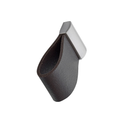 Furnipart Cabinet Knob - Brown leather / Brushed steel - Model Strap
