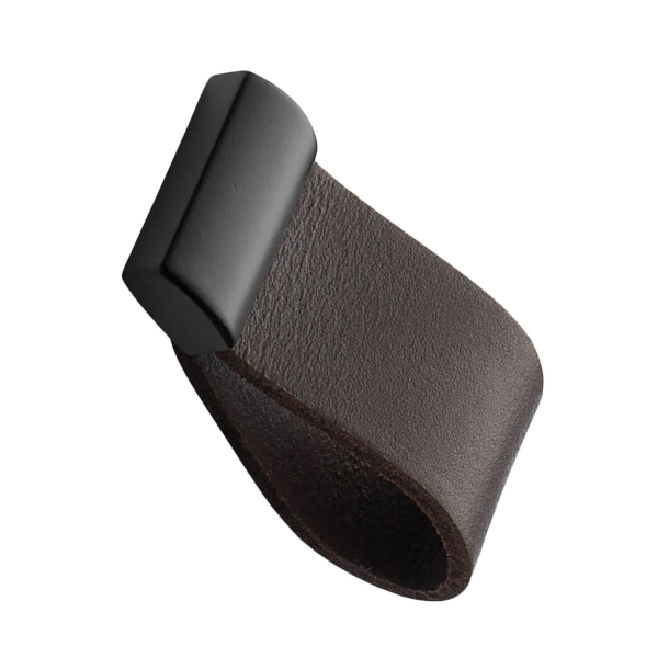 Furnipart Cabinet Knob - Brown leather / Black finish - Model Strap