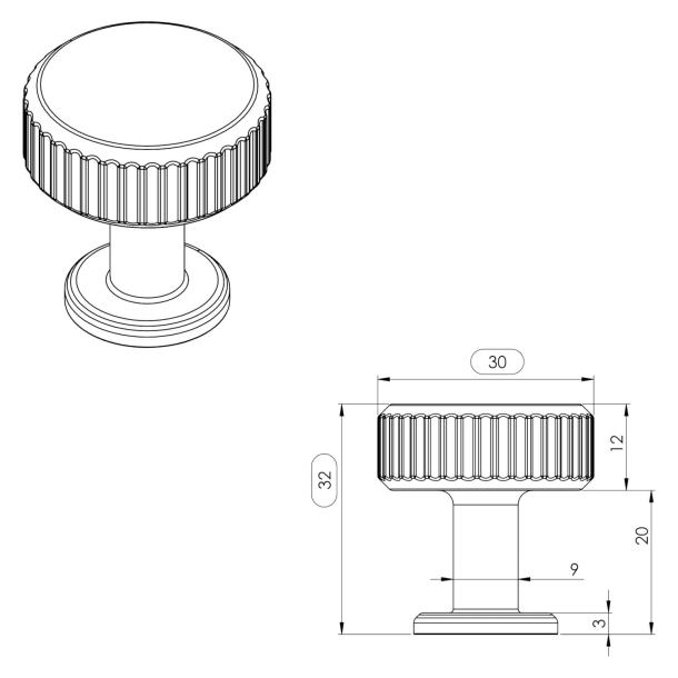 Furnipart Cabinet knob - Black nickel - Model Villa Round
