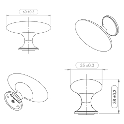 Furnipart Cabinet Knob - Antique gray - Model Oval SImple
