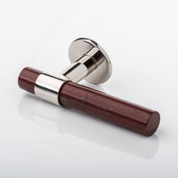 Joseph Giles Door handle - Polished nickel / Red laguna marble - Model LV1096