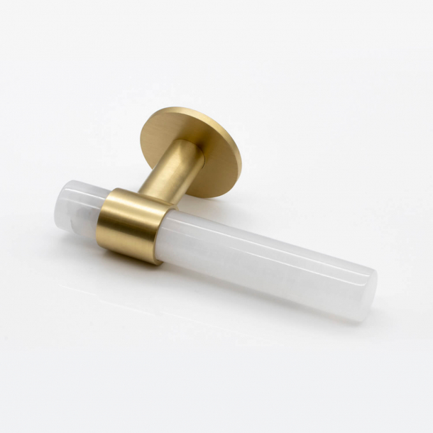 Joseph Giles Door handle - Brushed brass / White Onyx Marble - Model LV1096