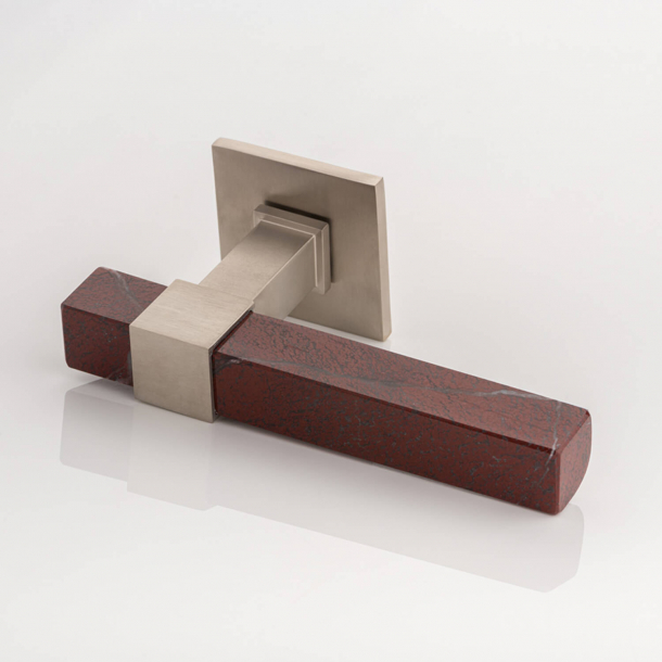 Joseph Giles Door handle - Brushed nickel / Red Laguna marble - Model LV1097