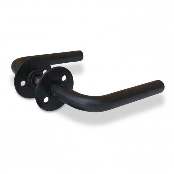 Door handle L-handle - Browned brass -  16mm