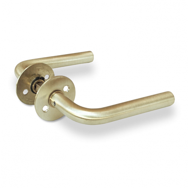 Door handle, L-handle, Brushed brass