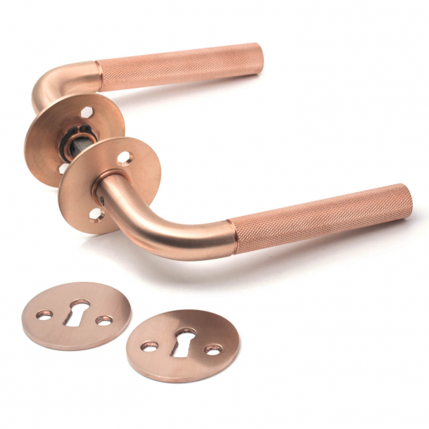 Door handle - L-handle - Brushed copper - LX - Model 1030