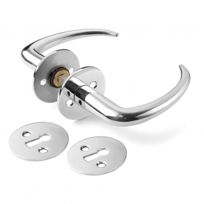 Door handle - Coupe handle - Chrome plated rose and escutcheon