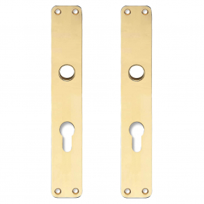 Backplate with Europrofile cylinder hole - cc72mm - Brass without lacquer - 16 - 220x35 mm