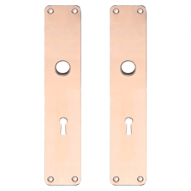 Backplate with keyhole - cc72mm - Copper without lacquer - Boda - Handle hole ø15 - 220x45x2 mm