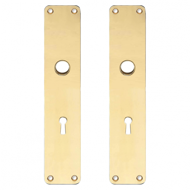 Backplate with keyhole - cc72mm - Brass without lacquer - Boda - Handle hole ø16 - 220x45x2 mm