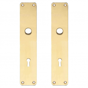 Langskilt med nglehul - cc80 mm - Messing uden lak - REX - Grebshul 16 - 220x45x2 mm