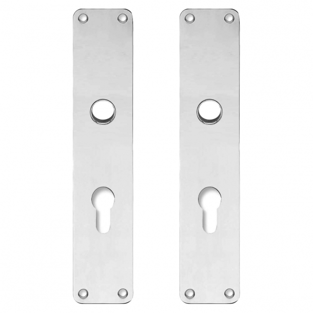 Backplate with Europrofile cylinder hole - cc72mm - Nickel - Handle hole ø16 - 220x45
