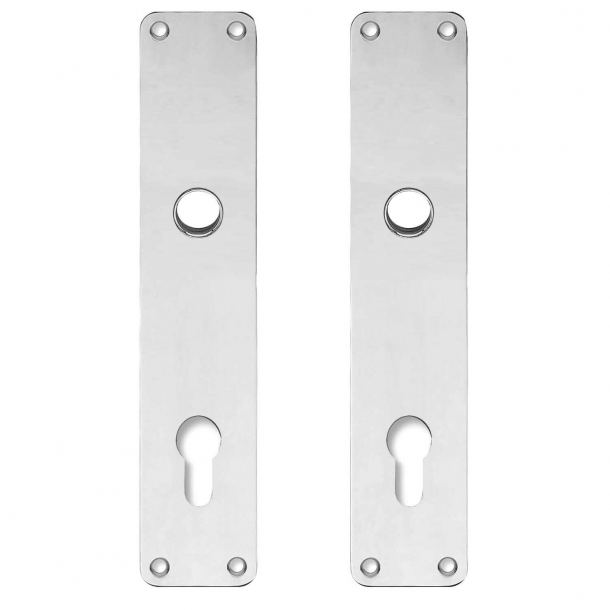 Backplate with Europrofile cylinder hole - cc92mm - Nickel - Handle hole ø16 - 220x45
