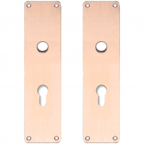 Back plate with Europrofile hole - cc72mm - Copper without lacquer - Handle hole 16 - 235x55x2 mm