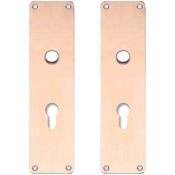 Back plate with Europrofile hole - cc72mm - Copper without lacquer - Handle hole ø16 - 235x55x2 mm