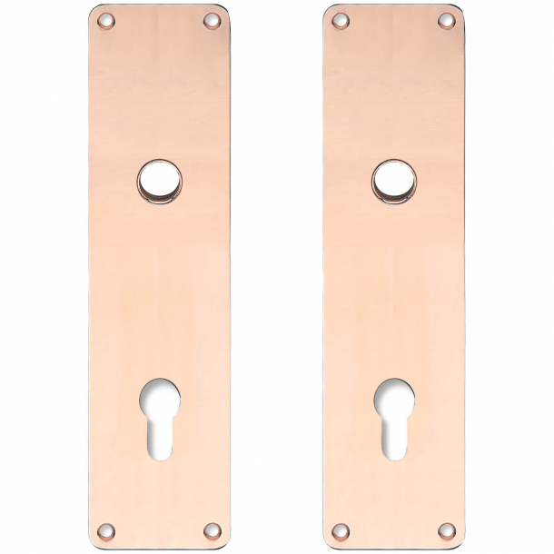 Back plate with Europrofile hole - cc92 mm - Copper without lacquer - Handle hole ø15 - 235x55x2 mm