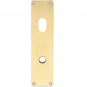 Langskilt - Messing uden lak - ASSA ovalt cylinderhul - Grebshul 16 - 235x55x2 mm