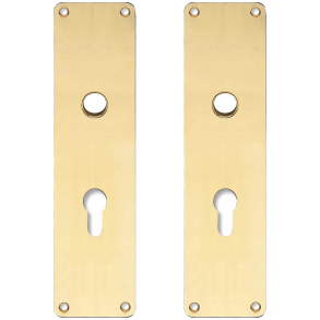 Back plate with Europrofile hole - cc72mm - Brass without lacquer - Handle hole 16 - 235x55x2 mm