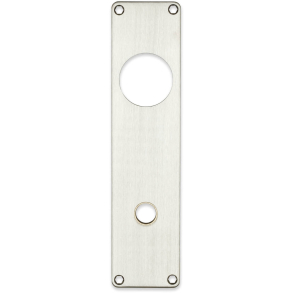 L�ngskylt med h�l f�r Cylinderring - Borstat rostfritt st�l - ASSA - �16 - 235x55x2 mm