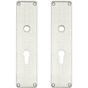 Langskilte med PZ cylinderhul - cc72 mm - Brstet rustfri stl - 16 - 235x55x2 mm