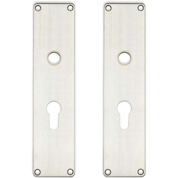 Backplates with PZ cylinder hole - cc72 mm - Brushed stainless steel - ø16 - 235x55x2 mm