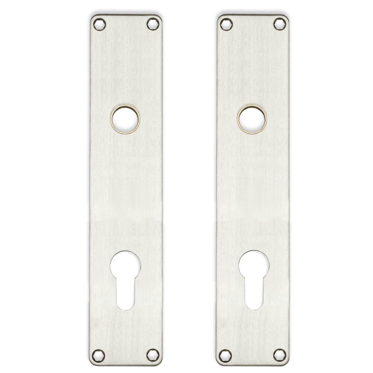 Backplates with PZ cylinder hole - cc92 mm - Brushed stainless steel ...
